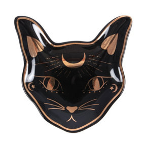 Something Different Mystic Mog Cat Face Trinket Dish Black/Gold (One Size)