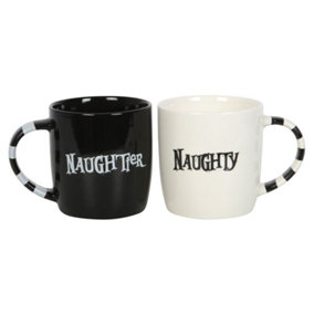 Something Different Naughty & Naughtier Mug Set (Pack of 2) Black/White (One Size)