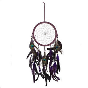 Something Different Peacock Feather Dream Catcher Purple (One Size)