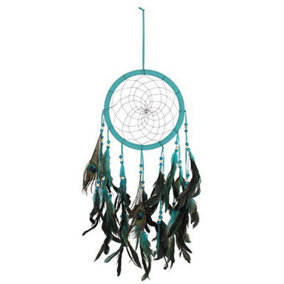 Something Different Peacock Feather Dream Catcher Turquoise (One Size)