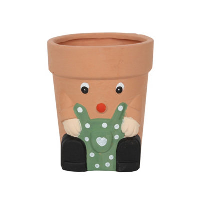 Something Different Pot Man Terracotta Plant Pot Green/Brown/Black (One ...