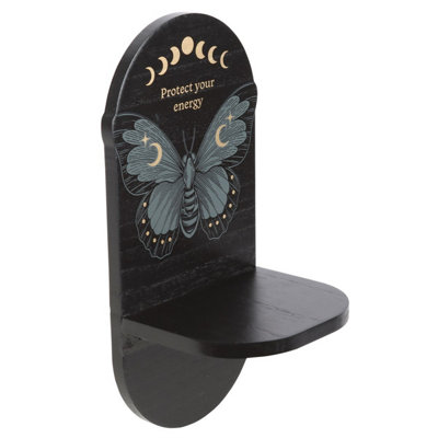 Something Different Protect Your Energy Moth Floating Shelf Black (One Size)