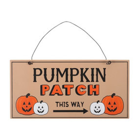 Something Different Pumpkin Patch Halloween Plaque Beige/Black/Orange (One Size)