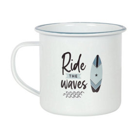 Something Different Ride The Waves Enamel Mug White (One Size)