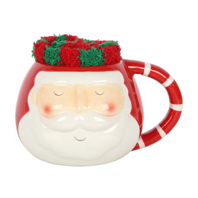 Something Different Santa Claus Christmas Mug and Sock Set Red/White/Green (One Size)