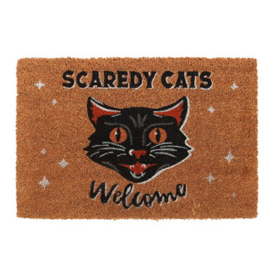 Something Different Scaredy Cats Welcome Door Mat Natural/Black/White ...