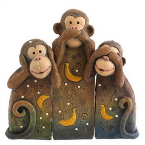 Something Different See Speak Hear No Evil Monkeys Resin Ornament Brown (One Size)