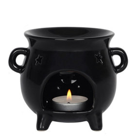 Something Different Shiny Black Cauldron Oil Burner Black (One Size)