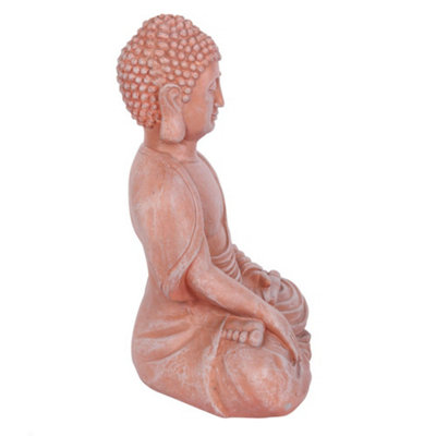 Something Different Sitting Buddha Terracotta Effect Garden Statue Pink (One Size)