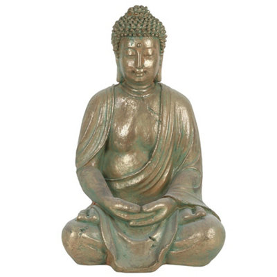 Something Different Sitting Garden Buddha Verdigris Statue Copper (38cm ...