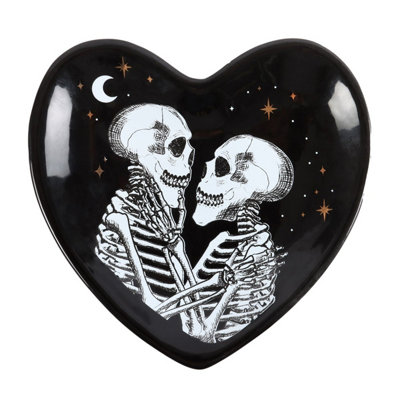 Something Different Skeleton Couple Trinket Dish Black/White/Gold (One Size)