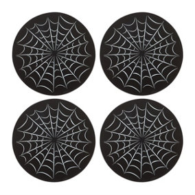 Something Different Spider Web Coaster Set (Pack of 4) Black/White (One Size)