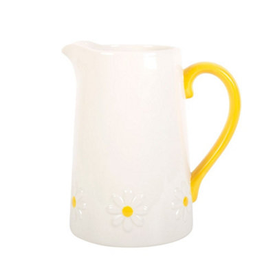 Something Different Spring Time Daisy Ceramic Flower Jug White/Yellow (One Size)