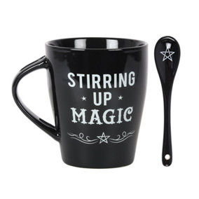 Something Different Stirring Up Magic Ceramic Mug Set Black/White (One Size)