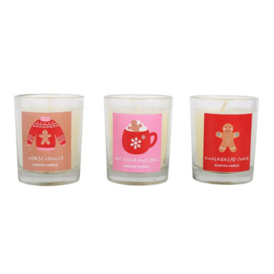 Something Different Sugarplum Fun Christmas Votive Candles Set (Pack of 3) White (One Size)