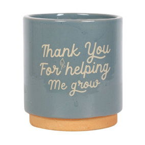 Something Different Thank You For Helping Me Grow Plant Pot Blue/Brown (One Size)