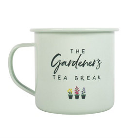 Something Different The Gardeners Tea Break Enamel Mug Cream/Green (One Size)