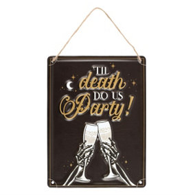 Something Different Til Death Do Us Party Champagne Metal Hanging Sign Black/White/Gold (One Size)
