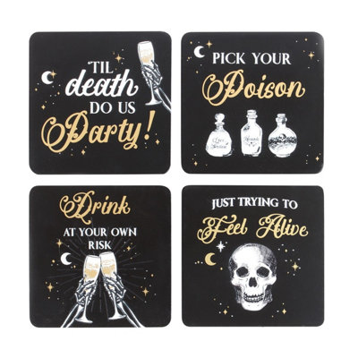 Something Different Til Death Do Us Party Coaster Set Black (One Size)