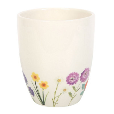 Something Different Wild Flowers Ceramic Plant Pot Off White (One Size)