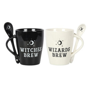Something Different Witches and Wizards Couple Ceramic Mug Set White/Black (One Size)
