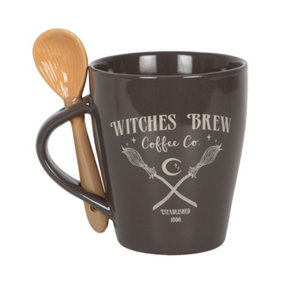 Something Different Witches Brew Coffee Co. Mug & Spoon Set Brown/Beige (One Size)