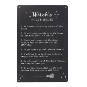 Something Different Witchs House Rules Plaque Black/White (One Size)