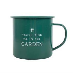 Something Different Youll Find Me In The Garden Enamel Mug Green/White (One Size)