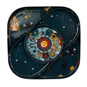 Something Different Zodiac Metal Tray (Pack of 3) Navy (One Size)