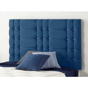 Somnior  2FT6 Bliss Small Single 32 inches Plush Navy Headboard With Wooden Struts