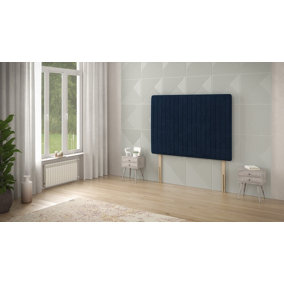 Somnior  2FT6 Eleanor Small Single 32 inches Plush Navy Headboard With Wooden Struts