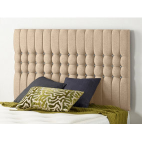 Somnior  2FT6 Galaxy Small Single 32 inches Plush Beige Headboard With Wooden Struts