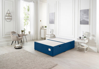 Somnior 2FT6 Millbank Ottoman Bed-Side Opening-Blue Plush