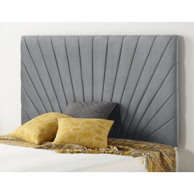 Somnior  2FT6 Platinum Small Single 32 inches Plush Charcoal Headboard With Wooden Struts