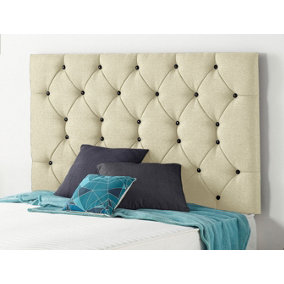 Somnior  2FT6 Premier Small Single 32 inches Beige Linen Headboard With Wooden Struts