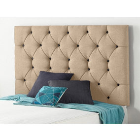 Somnior  2FT6 Premier Small Single 32 inches Plush Beige Headboard With Wooden Struts