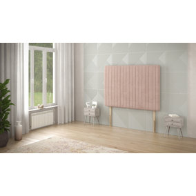 Somnior  3FT Eleanor Single 32 inches Plush Pink Headboard With Wooden Struts
