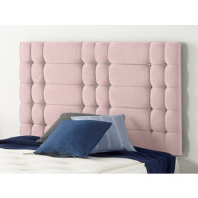 Somnior  4FT Bliss Small Double 32 inches Plush Pink Headboard With Wooden Struts