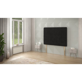 Somnior  4FT Eleanor Small Double 32 inches Plush Black Headboard With Wooden Struts