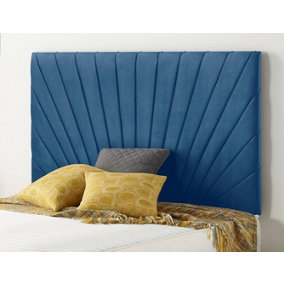 Somnior  4FT Platinum Small Double 32 inches Plush Navy Headboard With Wooden Struts