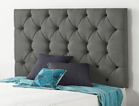 Somnior  4FT Premier Small Double 32 inches Grey Linen Headboard With Wooden Struts