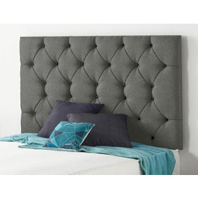 Somnior  4FT Premier Small Double 32 inches Grey Linen Headboard With Wooden Struts