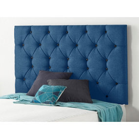 Somnior  4FT Premier Small Double 32 inches Plush Navy Headboard With Wooden Struts