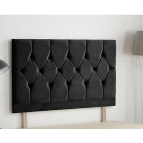 Somnior  4FT Ziggy Small Double 32 inches Plush Black Headboard With Wooden Struts
