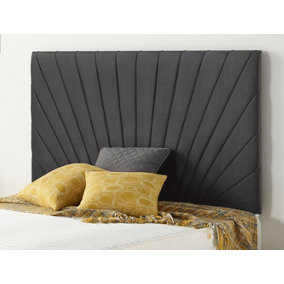 Somnior  4FT6 Platinum Double 32 inches Plush Black Headboard With Wooden Struts