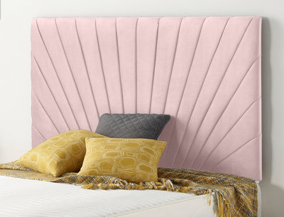 Somnior 4FT6 Platinum Double 32 inches Plush Pink Headboard With Wooden Struts