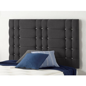 Somnior  5FT Bliss King 32 inches Plush Black Headboard With Wooden Struts