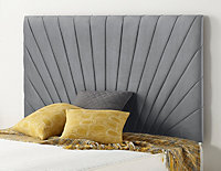 Somnior  5FT Platinum King 32 inches Plush Charcoal Headboard With Wooden Struts