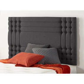 Somnior  6FT Flexby Super King 32 inches Plush Black Headboard With Wooden Struts