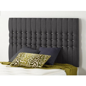 Somnior  6FT Galaxy Super King 32 inches Plush Black Headboard With Wooden Struts